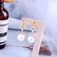 S925 Silver Fashion Flower Pearl Earrings main image 3