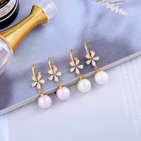 S925 Silver Fashion Flower Pearl Earrings main image 4