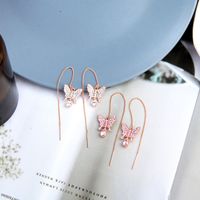 Butterfly S925 Boucles D&#39;oreilles Pompon Diamant Aiguille Argent main image 1