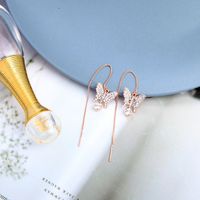 Butterfly S925 Silver Needle Diamond Tassel Earrings main image 4