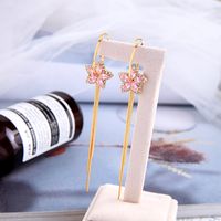 S925 Silver Needle Flower Star Diamond Tassel Earrings main image 1