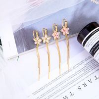 S925 Silver Needle Flower Star Diamond Tassel Earrings main image 5