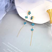 Flower Fashion Diamond-studded Clover Tassel Earrings main image 3