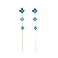 Flower Fashion Diamond-studded Clover Tassel Earrings main image 6