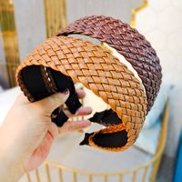 Retro Pu Leather Fashion Woven Flat Headband main image 1