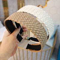 Retro Pu Leather Fashion Woven Flat Headband main image 3