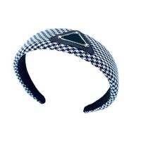 Houndstooth Retro Wide-brimmed Fabric Sponge Flat Headband main image 6