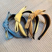 Pu Leather Wide-sided Pure Color Bow Headband main image 5