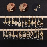 Dame Géométrique Zircon Incrusté Le Cuivre Des Boucles D'oreilles sku image 21