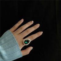 Retro Pearl Gemstone Gold-plated Open Ring sku image 1