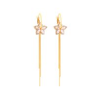 S925 Silver Needle Flower Star Diamond Tassel Earrings sku image 1