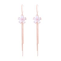 Fashion Micro Diamond Long Flower Tassels Earrings sku image 1