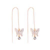 Butterfly S925 Silver Needle Diamond Tassel Earrings sku image 1