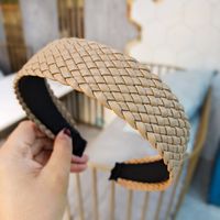 Retro Pu Leather Fashion Woven Flat Headband sku image 2