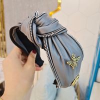 Retro Fashion Pu Leather Zipper Alloy Headband sku image 6