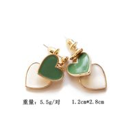 White Green Heart Pendant Silver Needle Earrings main image 4