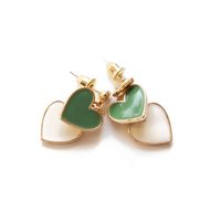White Green Heart Pendant Silver Needle Earrings main image 6