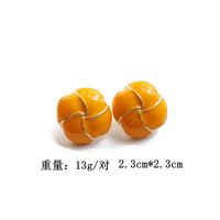 Orange Yellow Drip Glaze Silver Needle Earrings main image 6
