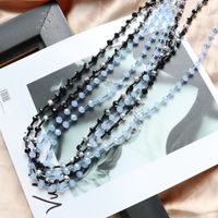 Black Blue Round Beads Long Necklace main image 1