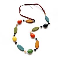 Colorful Wood Beads Long Necklace main image 1