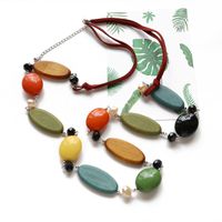 Colorful Wood Beads Long Necklace main image 5