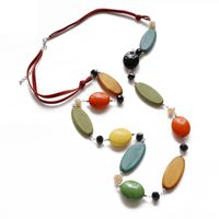 Colorful Wood Beads Long Necklace main image 6