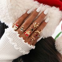 Christmas Santa Claus Bow Knot Elk Ring 8-piece Set main image 1