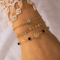 Fashion Retro Rose Imitation Diamond Alloy Multilayer Bracelet main image 1