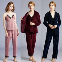 Velvet  Long-sleeved  Suspenders Trousers Three-piece Suit main image 1