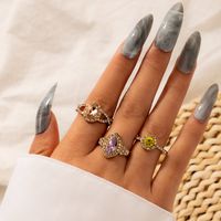 Fashion Alloy Artificial Gemstone Rings Set main image 2