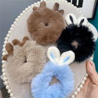 New  Plush Bunny Ear Hair Tie Cute Rabbit Fur Hair Ring main image 6