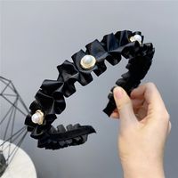 Korean Fashion  Pearl  Black Fold Ribbon Headband main image 4