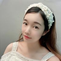 White Lace Bowknot  Pearl Korea Wide Side Knotted Headband main image 4