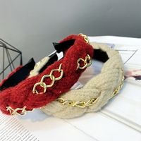 Woolen Yarn Twist Braid Woven Wide  Alloy Chain Trend Headband main image 1