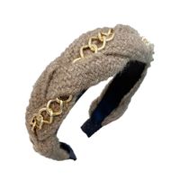 Woolen Yarn Twist Braid Woven Wide  Alloy Chain Trend Headband main image 3