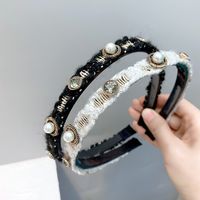 Diamond-studded Pearl Wool Fine Headband main image 1