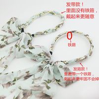 Korean  Floral Big Bow Ribbon Twist Braid Pearl Headband main image 5