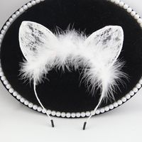 Lace Cat Ears Fine Hair Band Solid Colorheadband main image 2