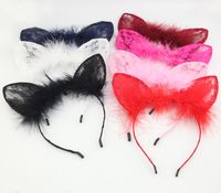 Lace Cat Ears Fine Hair Band Solid Colorheadband main image 5