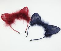 Lace Cat Ears Fine Hair Band Solid Colorheadband main image 3