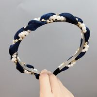Korean New  Round Pearl Diamond Wave-shaped Cloth Headband main image 4