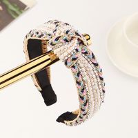 New  Braided Pearl  Multi-color Knotted Hand-woven  Headband main image 2