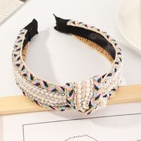 New  Braided Pearl  Multi-color Knotted Hand-woven  Headband main image 3