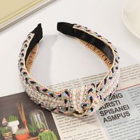 New  Braided Pearl  Multi-color Knotted Hand-woven  Headband main image 4