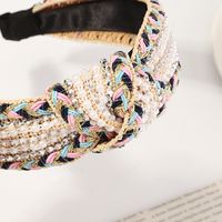 New  Braided Pearl  Multi-color Knotted Hand-woven  Headband main image 5