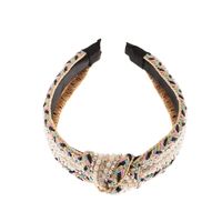 New  Braided Pearl  Multi-color Knotted Hand-woven  Headband main image 6