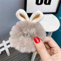 New  Plush Bunny Ear Hair Tie Cute Rabbit Fur Hair Ring sku image 1