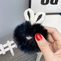 New  Plush Bunny Ear Hair Tie Cute Rabbit Fur Hair Ring sku image 3
