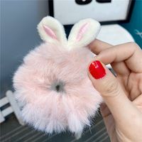 New  Plush Bunny Ear Hair Tie Cute Rabbit Fur Hair Ring sku image 4