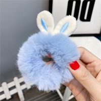 New  Plush Bunny Ear Hair Tie Cute Rabbit Fur Hair Ring sku image 5